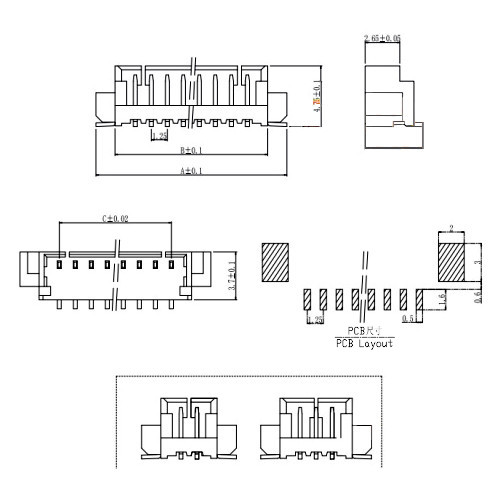 Conector Vertical 8p 1.25 mm